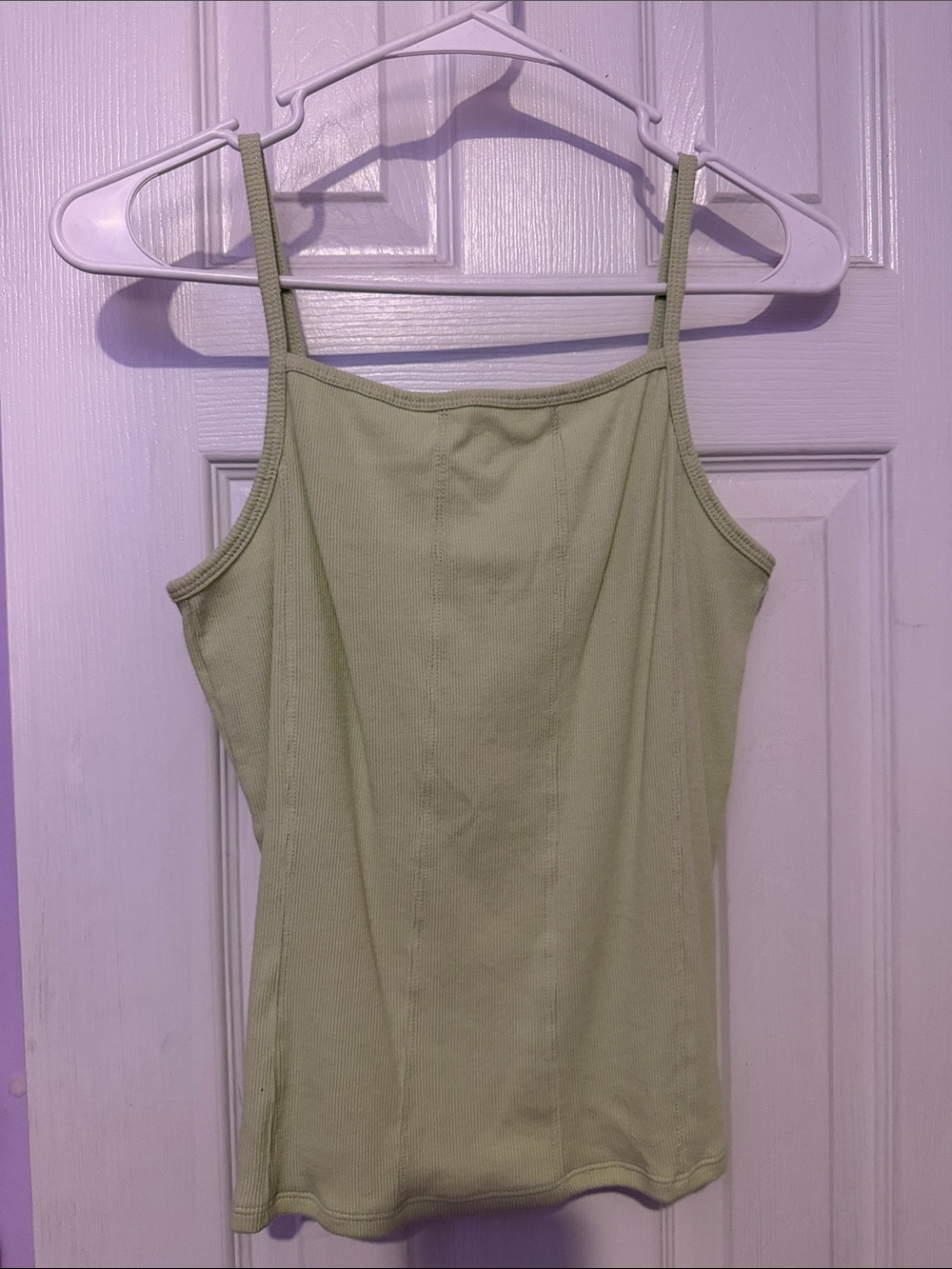 Light Green Ribbed Cami Tank Top - Women